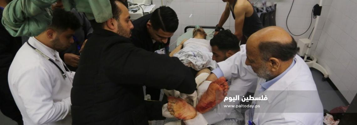 إصابات برصاص الاحتلال خلال محاولة الشبان انتشال شهداء شرق خانيونس
