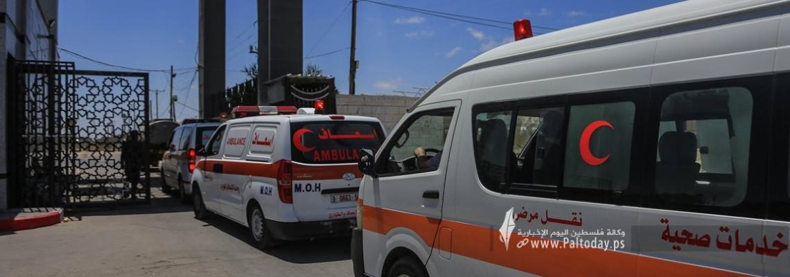مغادرة الفوج الأول لجرحي العدوان الإسرائيلي الى المستشفيات المصرية عبر معبر رفح البري