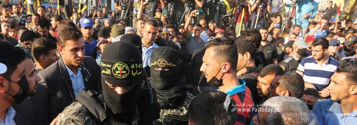بالصور الناطق العسكري باسم سرايا القدس أبو حمزة خلال مهرجان الانتصار سيف القدس، اقترب الوعد