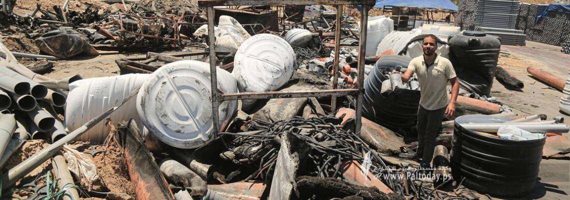 بالصور: آثار القصف الصهيوني خلال عدوانه الأخير  للمنطقة الصناعية شرق مدينة غزة