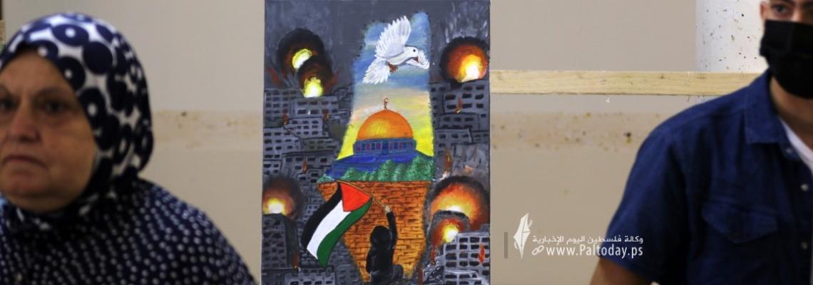 بالصور :رابطة الفنانين بغزة تنظم معرض بعنوان "أرضا" فى ذكرى وعد بلفور