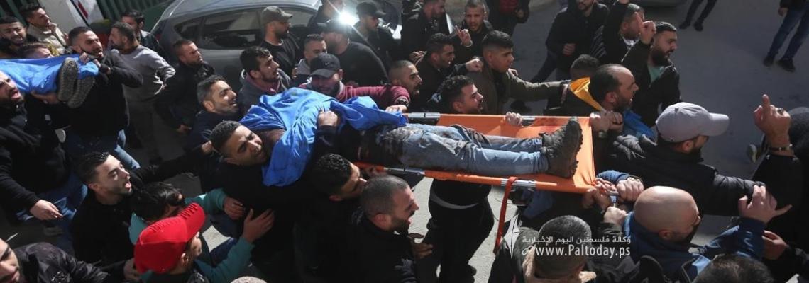 بالصور: جثامين شهداء نابلس الثلاثة الذين ارتقوا في عملية اغتيال نفذتها قوة إسرائيلية خاصة