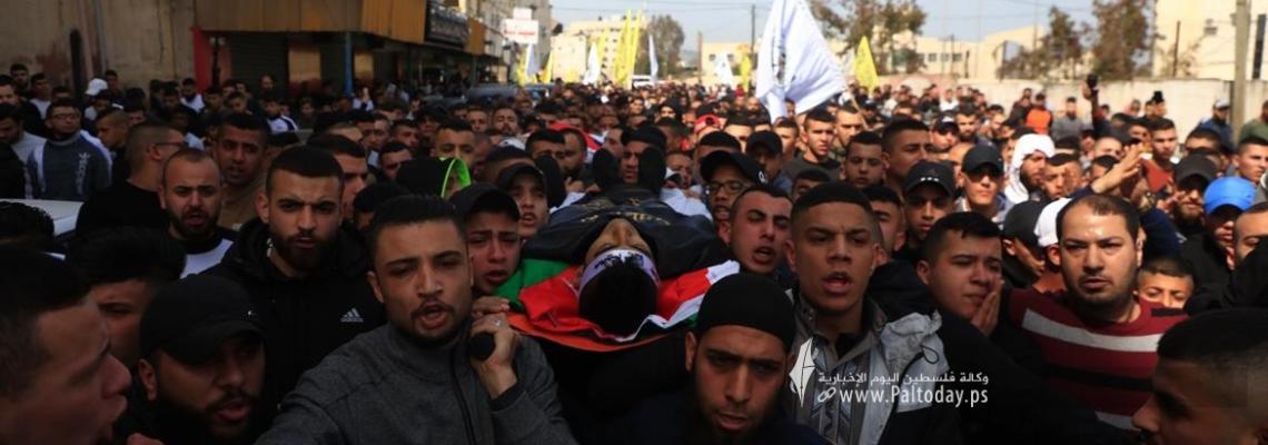 بالصور: جنين - تشييع جثماني الشهيدين يزيد السعدي ( 23 عام ) و سند ابو عطية ( 17 ) لمثواهم الأخير في مدينة جنين ومخيمها