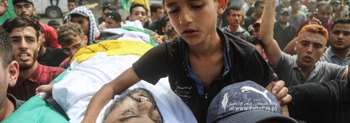 بالصور: وداع مؤثر لجنازة الشهيد ابراهيم شحدة أبو صلاح  شمال القطاع