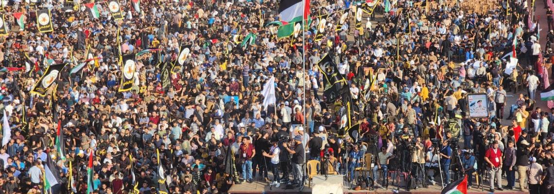جماهير قطاع غزة الغفيرة تشارك في انطلاقة حركة الجهاد الإٍسلامي الـ 35