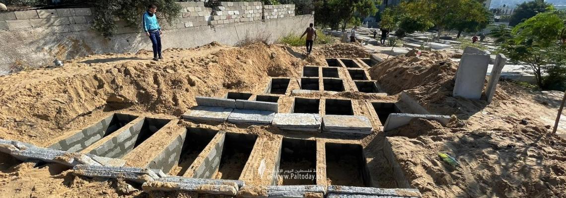 أهالي شمال قطاع غزة يستعدون لتشييع ضحايا عائلة أبو ريا الذين قضوا نتيجة احتراق منزلهم أمس