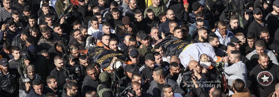 بالصور: جماهير غفيرة تشيّع جثامين الشهداء قائد كتيبة جنين محمد السعدي والشهيد نعيم الزبيدي
