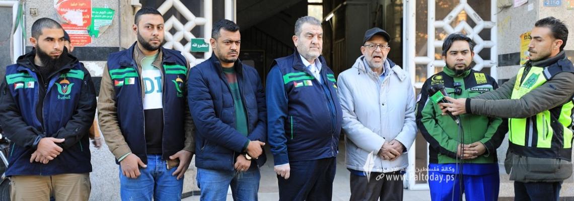 بالصور : قافلة "أميال من الابتسامات" تعقد مؤتمر صحفي  لإطلاق قافلة المرحمة من غزة لمنكوبي تركيا وسوريا