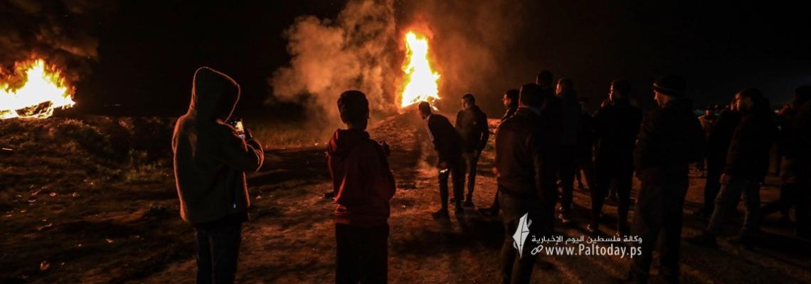 بالصور : فعاليات الإرباك الليلي في ملكة شرق غزة تضامنا مع بلدة حوارة في نابلس