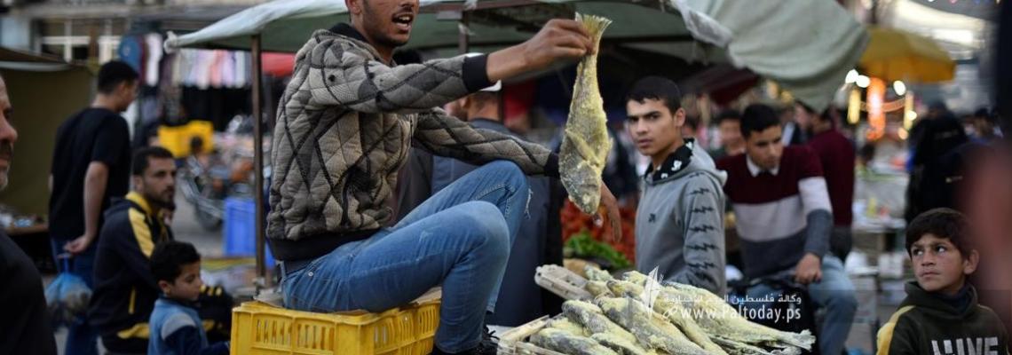 "الفسيخ" يزين أسواق خانيونس قبيل عيد الفطر