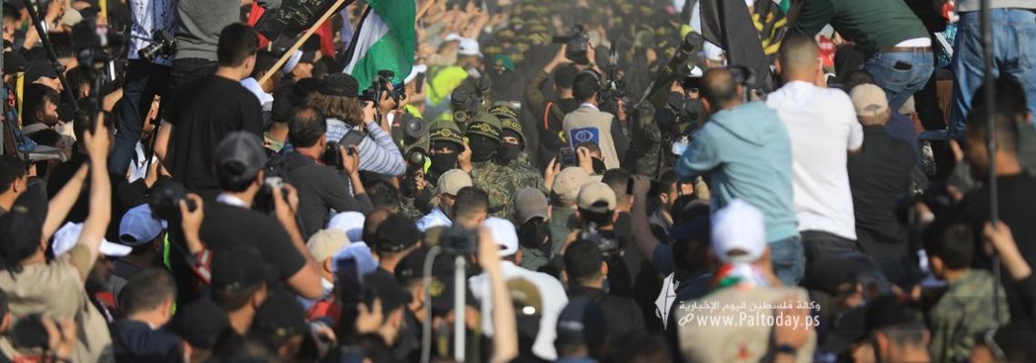 بالصور : بالزغاريد وأناشيد الجهاد.. استقبال مهيب لأبطال الوحدة الصاروخية و المدفعية والدروع والمشاة والدفاع الجوي بسرايا القدس بمهرجان "ثأر الأحرار"