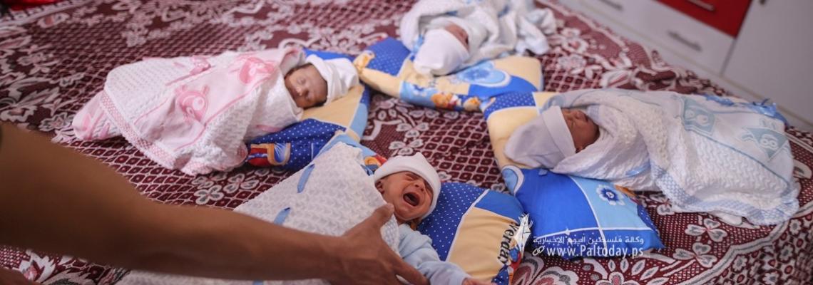بالصور : الأسير أحمد شمالي من قطاع غزة يرزق بـ4 توائم عن طريق النطف المهربة