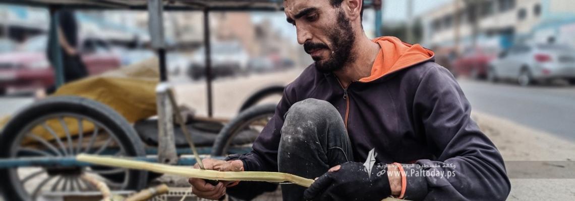 بالصور : 'أرزاق' بائع قصب السكر على أبواب المدارس جنوب قطاع غزة