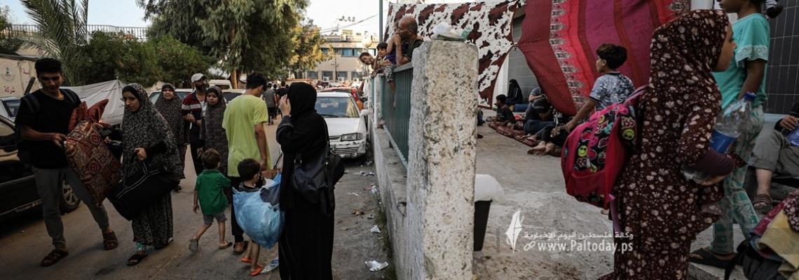 بالصور :غزة": نزوح الآلاف من الفلسطينيين إلى مجمع الشفاء الطبي خوفا من القصف الإسرائيلي