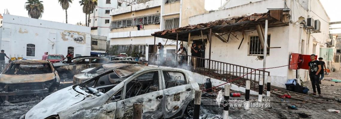 بالصور: رصد آثار الدمار بعد قصف إسرائيلي المشفى المعمداني شرق مدينة غزة