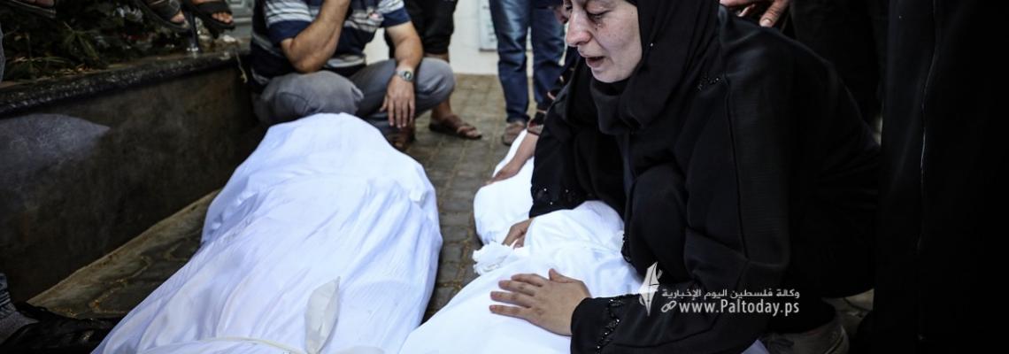 بالصور : وسط حالة من الحزن تشييع جثامين شهداء العدوان المتواصل على مدينة غزة