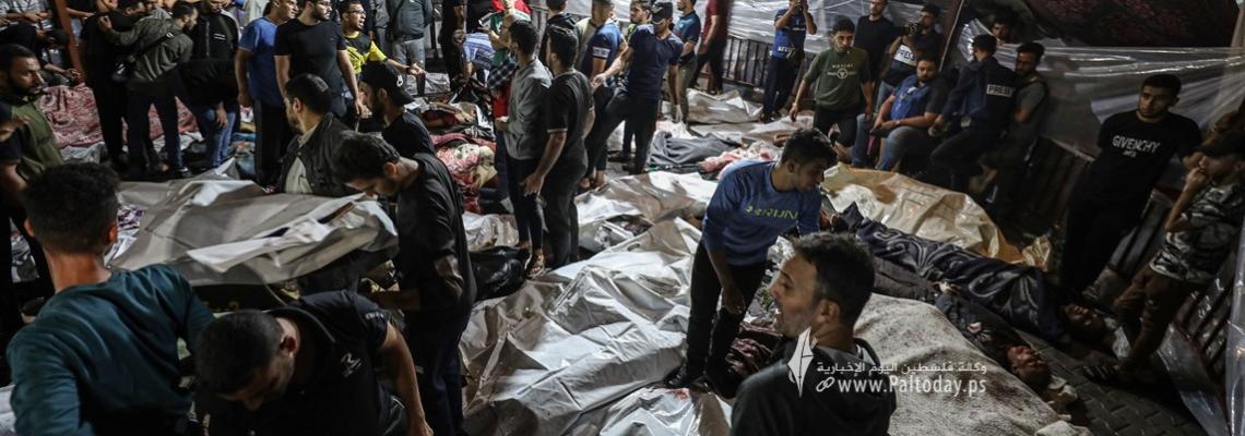 بالصور :  شهداء وجرحى في قصف إسرائيلي استهدف مستشفى المعمداني في مدينة غزة