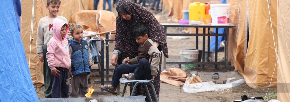 تأثير المنخفض الجوي على مخيمات النزوح في مدينة غزة