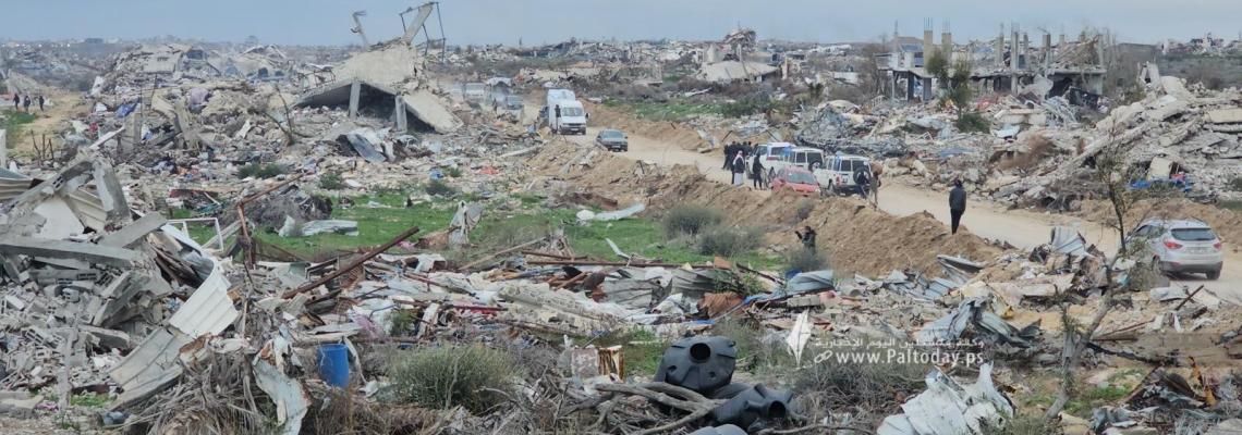 عدسة "فلسطين اليوم" ترصد مشاهد من الدمار الهائل في محور "نتساريم" بعد انسحاب الاحتلال