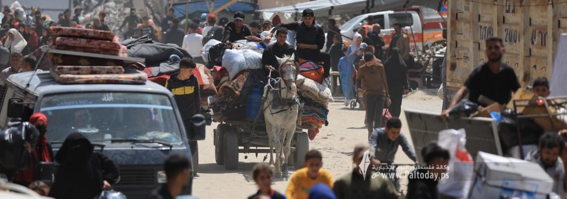 نزوح المواطنين تحت القصف المدفعي والصاروخي من الشجاعية لغرب مدينة غزة