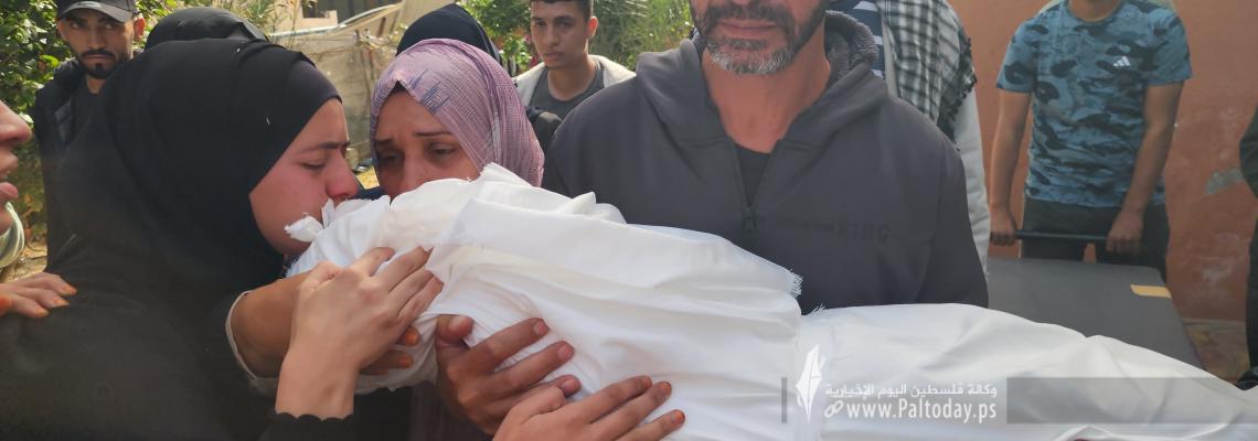 وداع 8 شهداء بينهم طفل بقصف الاحتلال مجموعة من المزارعين بحي السلام جنوب شرق خانيونس