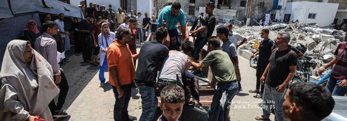 وصول شهداء وجرحى إلى المستشفى المعمداني جراء استهداف الاحتلال لمواطنين شرق مدينة غزة