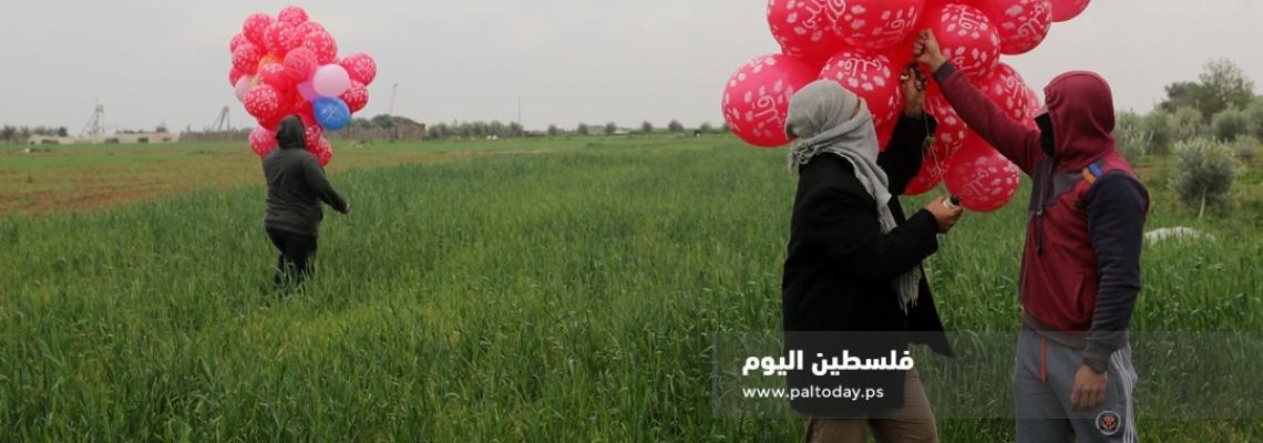 شبان فلسطينيون يستأنفون اطلاق البالونات الحارقة والمتفجرة تجاه المستوطنات الإسرائيلية المحيطة بقطاع غزة