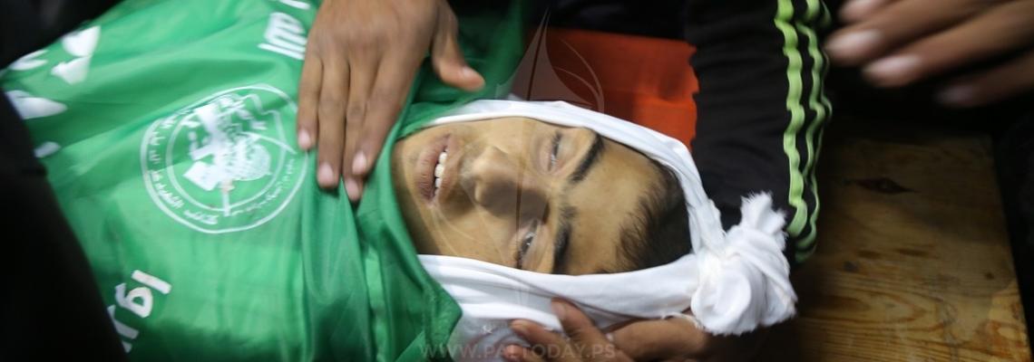 تشييع جثمان الشهيد ميسرة أبو شلوف الذي استشهد برصاص الاحتلال شمال غزة