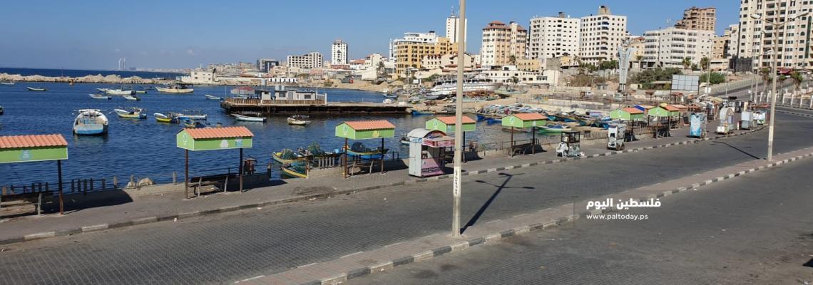 ميناء وبحر غزة في اليوم الثالث للحجر الصحي المفروض على القطاع