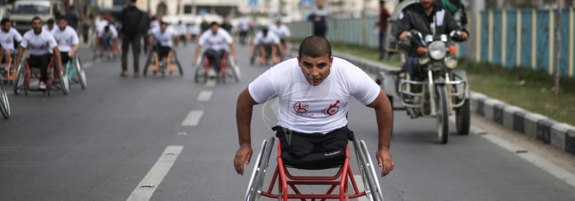 بالصور:ماراثون رياضي لذوي الاحتياجات الخاصة بمدينة غزة