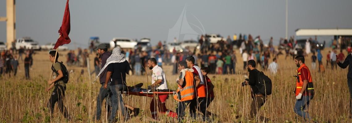 مواجهات بين الشبان وقوات الاحتلال في مسيرات العودة شرق قطاع غزة