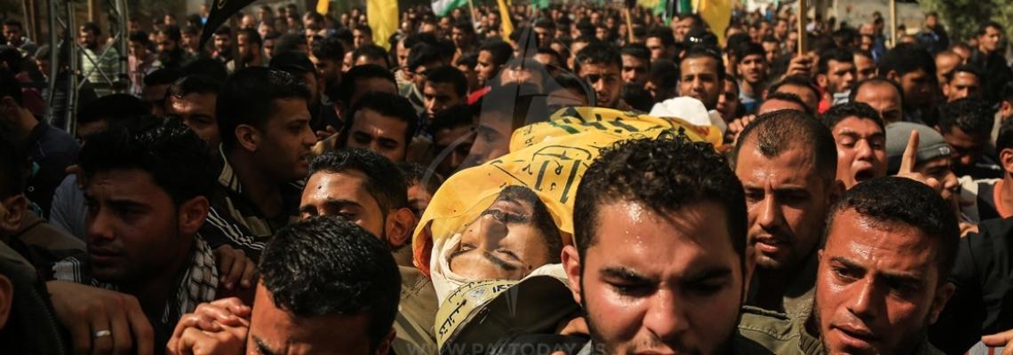 جماهير غفيرة تشيع جثمان الشهيد حمدان أبو عمشة من مدينة بيت حانون