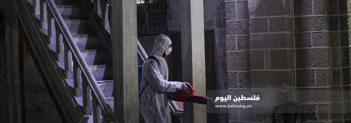 الجهاد الإسلامي تنظم حملة لتعقيم مساجد قطاع غزة كإجراء وقائي لمواجهة فيروس كورونا