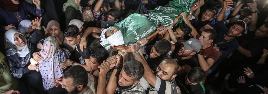 وداع الشهيد منتصر الباز من مخيم النصيرات وسط القطاع