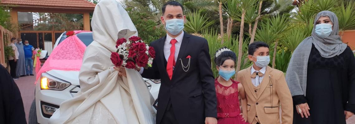 "خانيونس" زواج في زمن كورونا ومن التجول وسط إجاءات احترازية بسبب تفشي وباء كورونا
