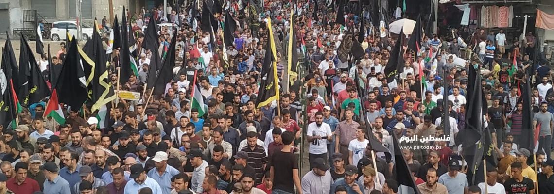 حشود كبيرة من أبناء الجهاد الإسلامي تشارك في الذكرى الـ32 للانطلاقة الجهادية