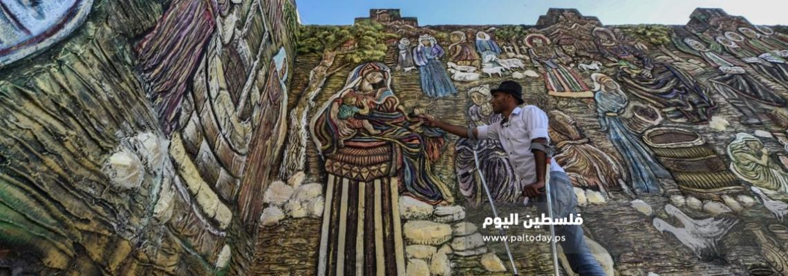 الجريح " جهاد الغول " يحول منزل مهجور في مدينة غزة لتحفة فنية 