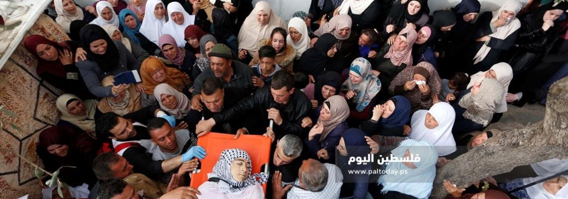 تشييع جثمان الشهيد محمد حمايل (15 عاما) في بلدة بيتا جنوب شرق نابلس