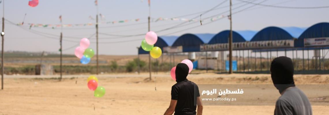 وحدة برق الجهادية تطلق عشرات البالونات  الحارقة تجاه مستوطنات "غلاف غزة"