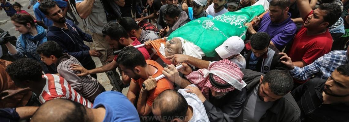 جماهير غفيرة تشيع جثمان الشهيد ناصر غراب 51 عاماً الذي استشهد شرق مخيم البريج