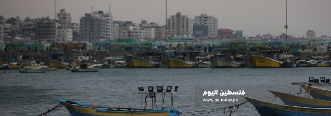 أجواء المنخفض الجوي في ميناء غزة اليوم