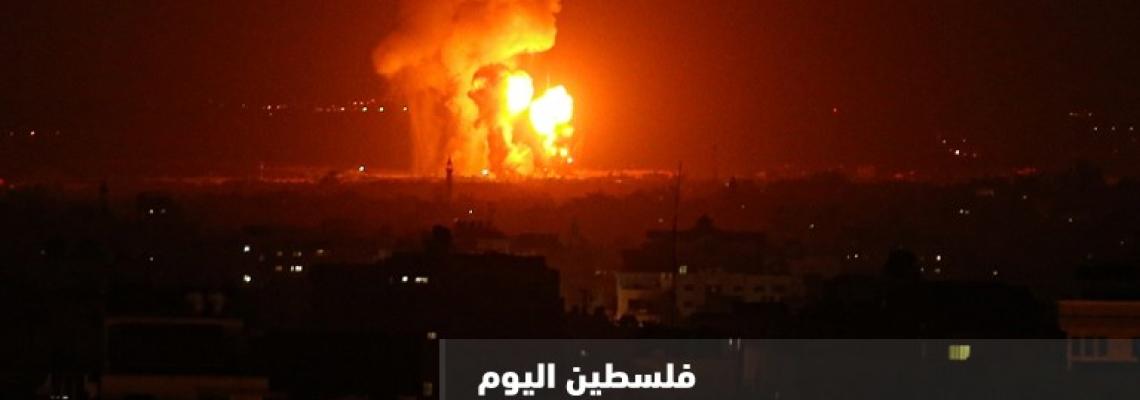 لحظة قصف الاحتلال مواقع للمقاومة فى قطاع غزة