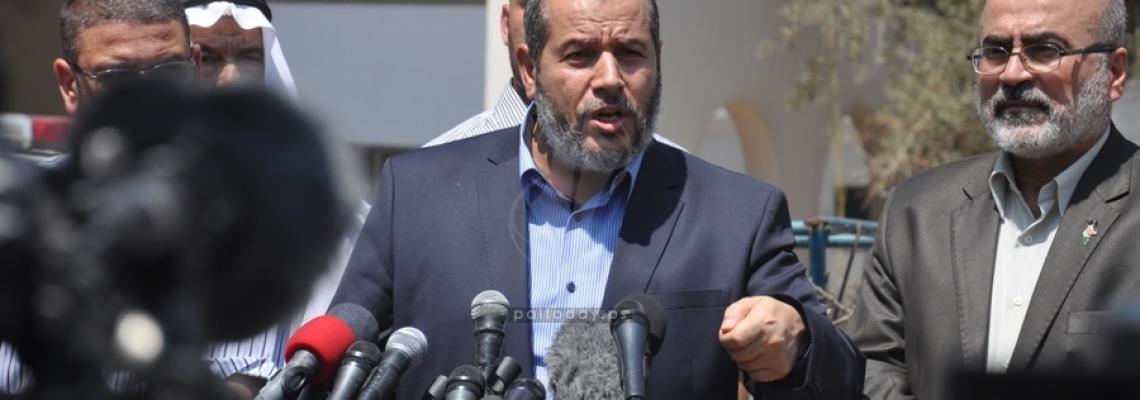 القيادي في حركة حماس خليل الحية يعقد مؤتمراً صحفياً في غزة حول محادثات القاهرة