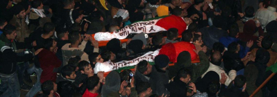 بالصور: تشييع جثماني الشهيدين محمد سباعنة، ونور الدين سباعنة، في قباطية جنوب جنين.