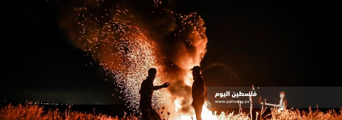 "الشباب الثائر" يواصل فعاليات الإرباك الليلي على حدود قطاع غزة