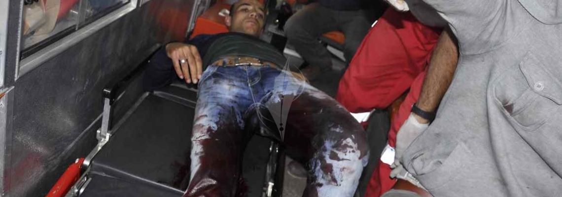بالصور:اصابات بالرصاص الحي والمطاطي في المواجهات شرق خانيونس منطقة الفراحين