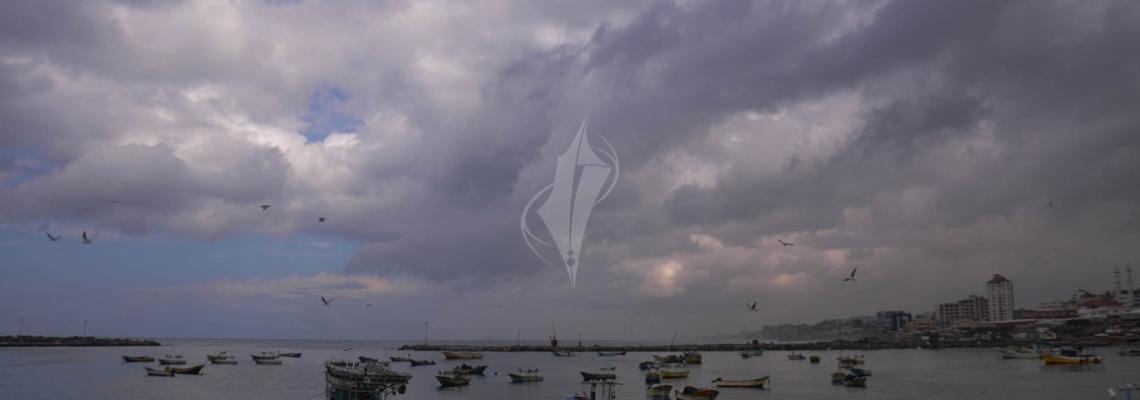 اجواء المنخفض الجوي في ميناء غزة اليوم