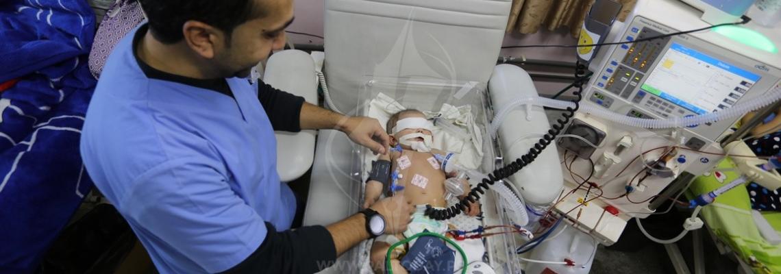 مستشفى الرنتيسي بمدينة غزة والتي يطالها التهديد بالتوقف عن العمل جراء أزمة الوقود