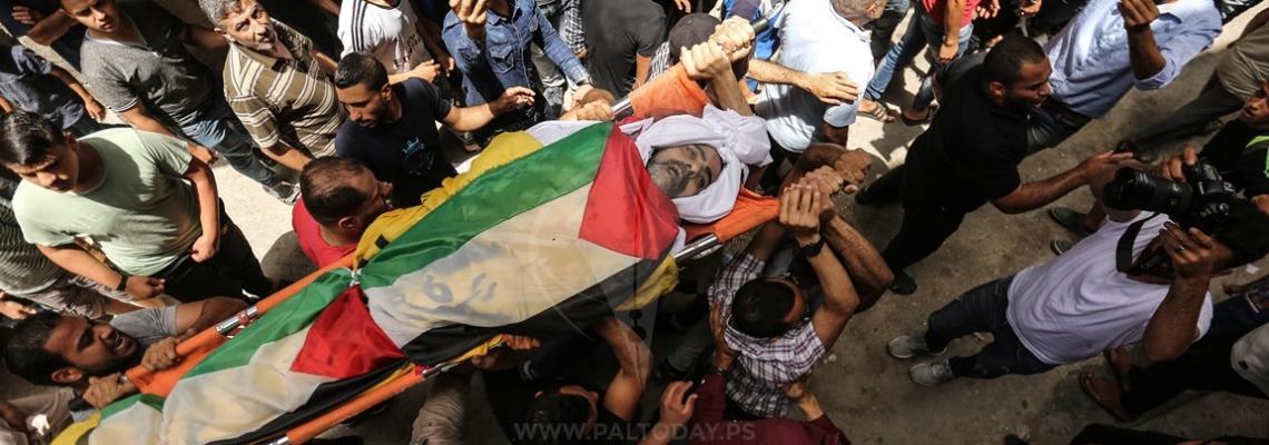 جنازة الشهيد معين الساعي بمخيم الشاطئ متأثراً بجراحه الإثنين الماضي شرق غزة