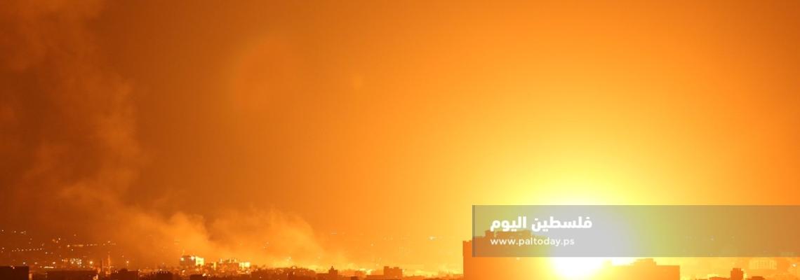 الطائرات الحربية الاسرائيلية تستهدف موقع براق العسكري التابع لسرايا القدس بصواريخ ارتجاجية